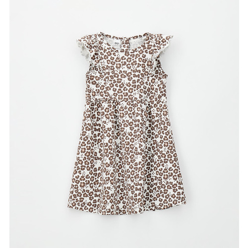 iDO Kleid für Mädchen, Kaffeemuster, cremefarben 