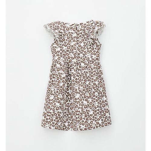 iDO Kleid für Mädchen, Kaffeemuster, cremefarben 