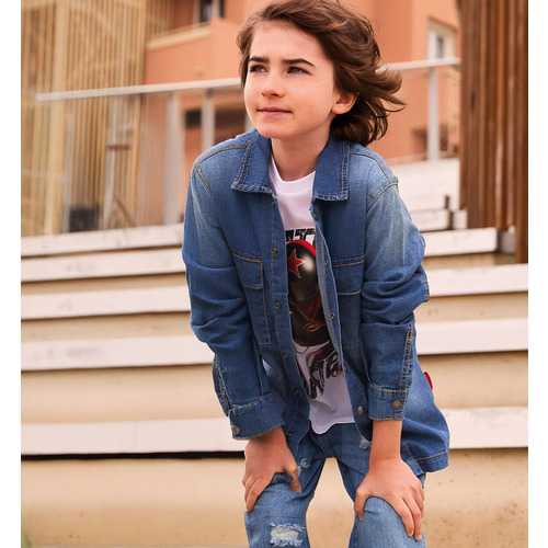 Jeanshemd iDO für Jungen, stone washed chiaro 
