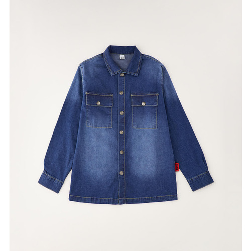 Jeanshemd iDO für Jungen, stone washed chiaro 