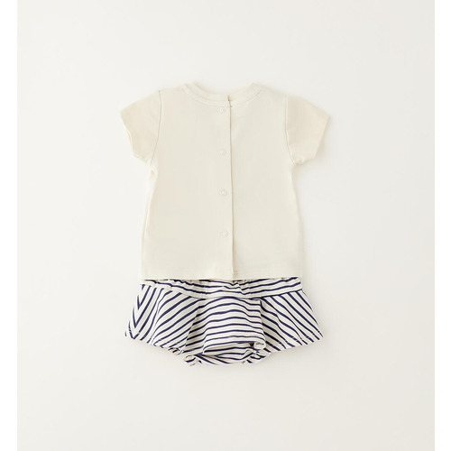 Baby-Mädchen-Outfit iDO zweiteilig BEIGE 