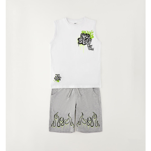 Conjunto iDO de niño de algodón color crema 