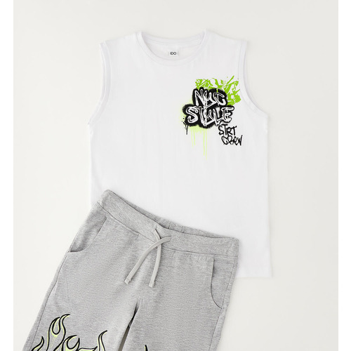 Conjunto iDO de niño de algodón color crema 