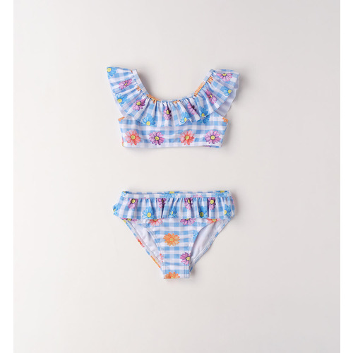 Bikini dos piezas iDO niña, azul con estampado floral 