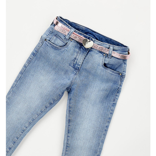 Vaqueros slim lavados para niña 