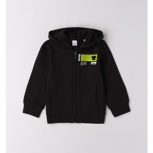 Sudadera iDO con capucha para niño, negra y verde salvia 