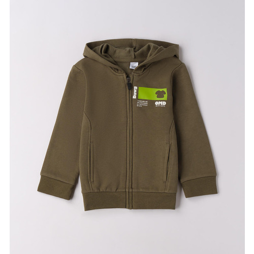 Sudadera iDO con capucha para niño, negra y verde salvia 