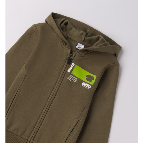 Sudadera iDO con capucha para niño, negra y verde salvia 