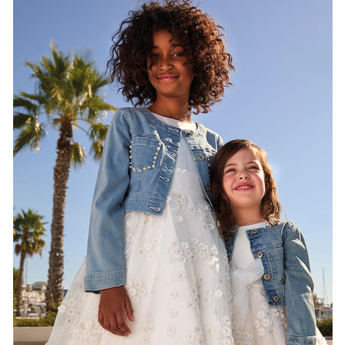 Chaqueta vaquera iDO azul claro lavado para niña 