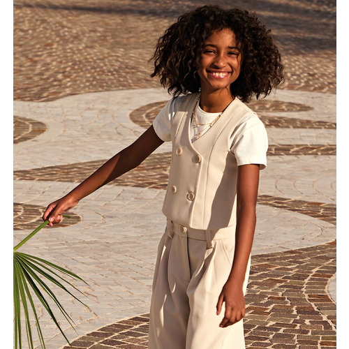 Chaleco elegante beige para niña iDO 