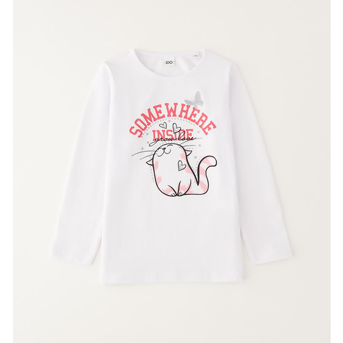 Jersey de cuello redondo para niña iDO blanco 