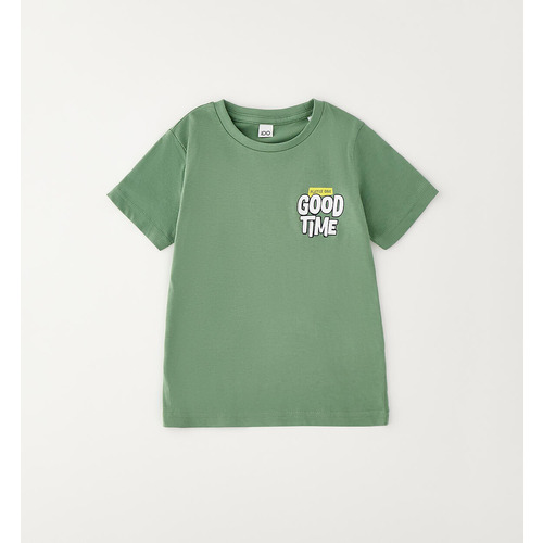 Camiseta iDO infantil 100% algodón verde salvia 