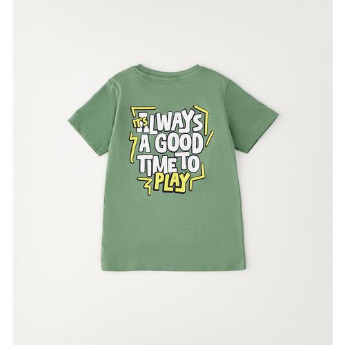 Camiseta iDO infantil 100% algodón verde salvia 