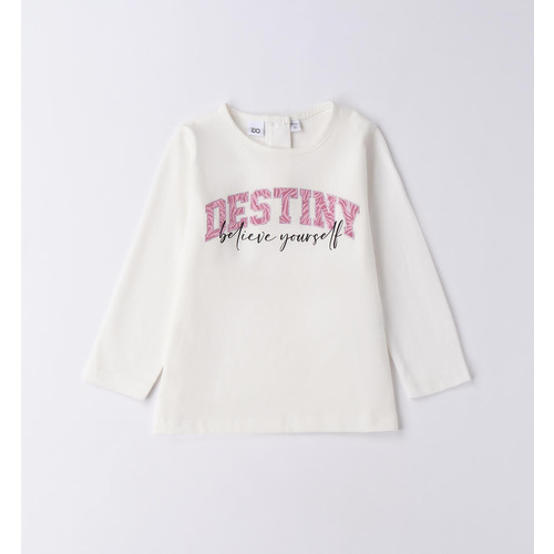 Camiseta iDO para niña, crema con estampado floral 