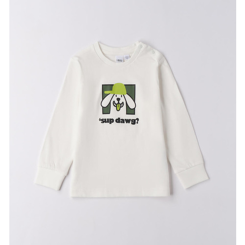Maglietta iDO per bambino, panna e verde 