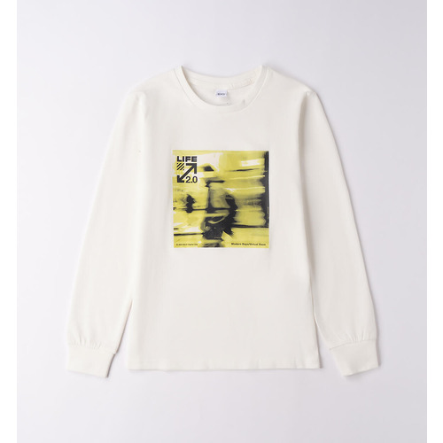 Camiseta iDO para niño, crema/verde salvia 