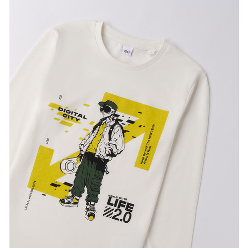 T-shirt garçon iDO Noir et Crème 