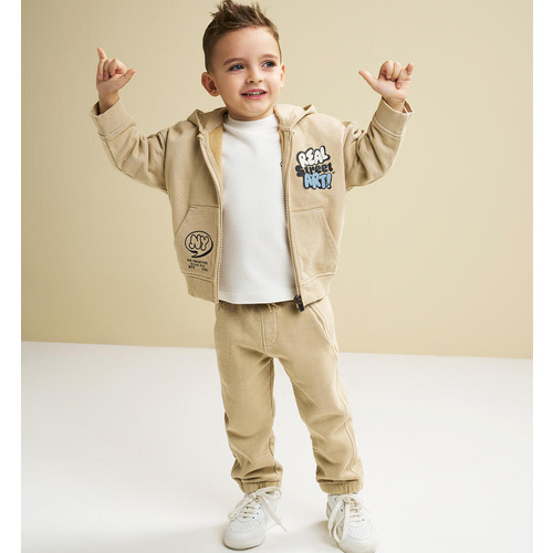 Pantaloni iDO bambino in cotone, color beige 