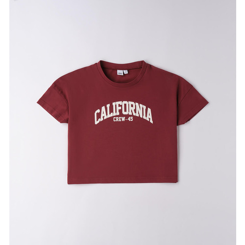 Mädchen-T-Shirt iDO rubinrot mit Aufdruck 