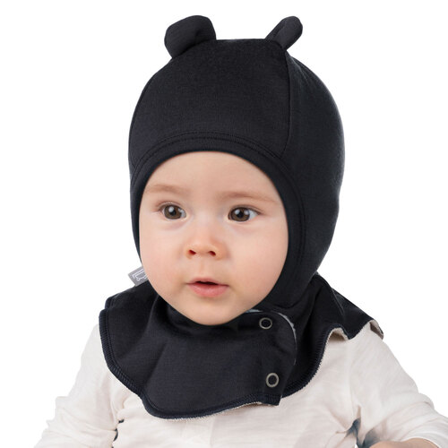 Schwarze Merino-Woll-Babymaske 