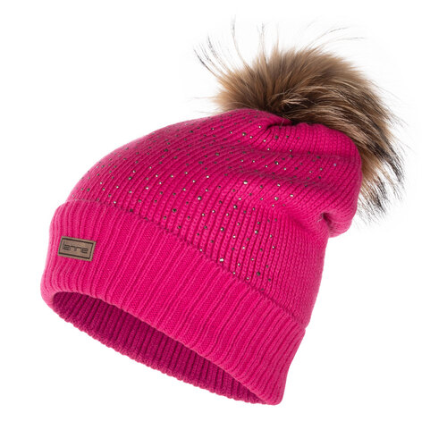 Warmer Hut mit echtem Pelzpompon 