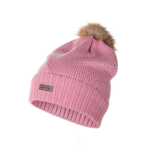 Warmer Hut mit echtem Pelzpompon 