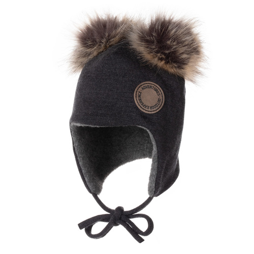 Schwarze Mütze aus Merinowolle 
