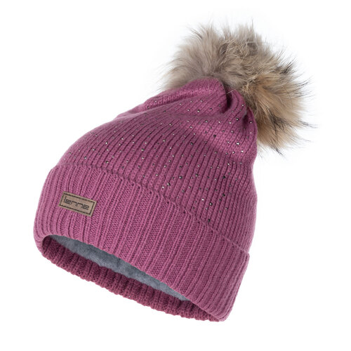 Warmer Hut mit echtem Pelzpompon 