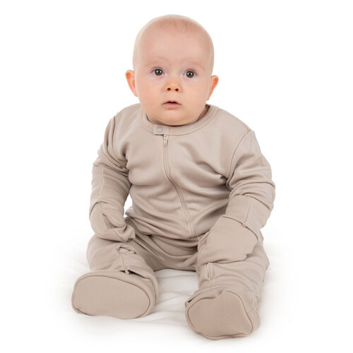 Dunkelgraue Baby-Fäustlinge aus Merinowolle mit Daumen 