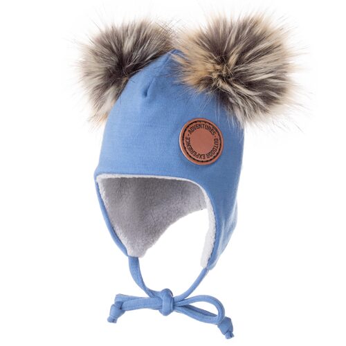 Cappello in lana merino blu scuro con fodera in pile di cotone 