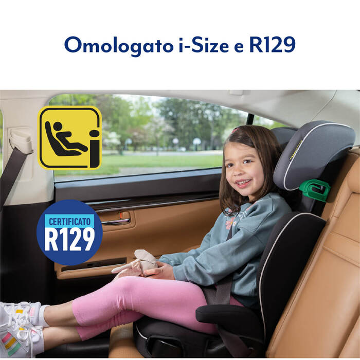 Seggiolino auto‑booster Graco Logico L i‑Size R129 (per bambini ~3,5–12 anni, 100–150 cm)  