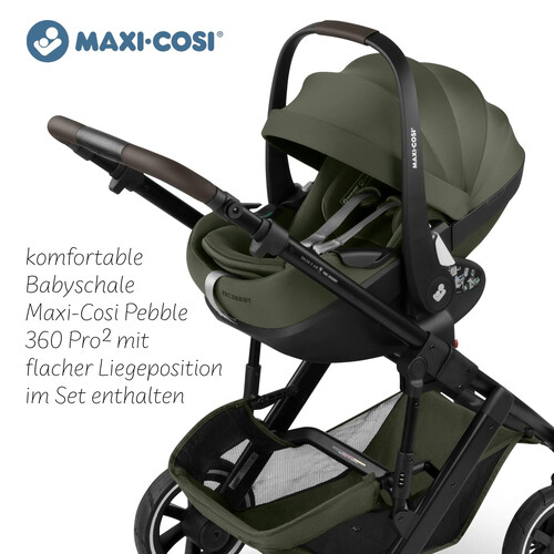 Passeggino 3 in 1 Salsa 5 Air con seggiolino auto Maxi-Cosi Pebble 360 Pro 2 — colore Avocado 