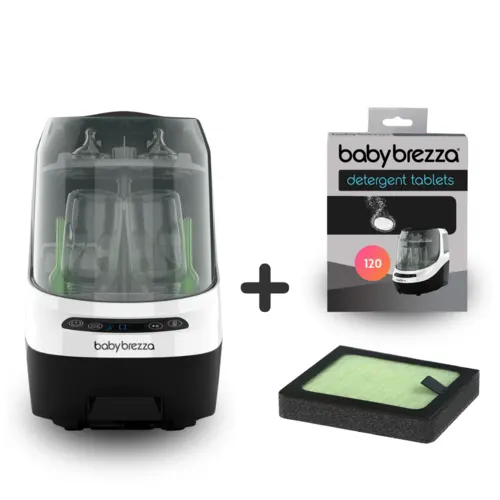 Baby Brezza Bottle Washer Pro Kit + HEPA Replacement Filter + Detergent Pod Refill 